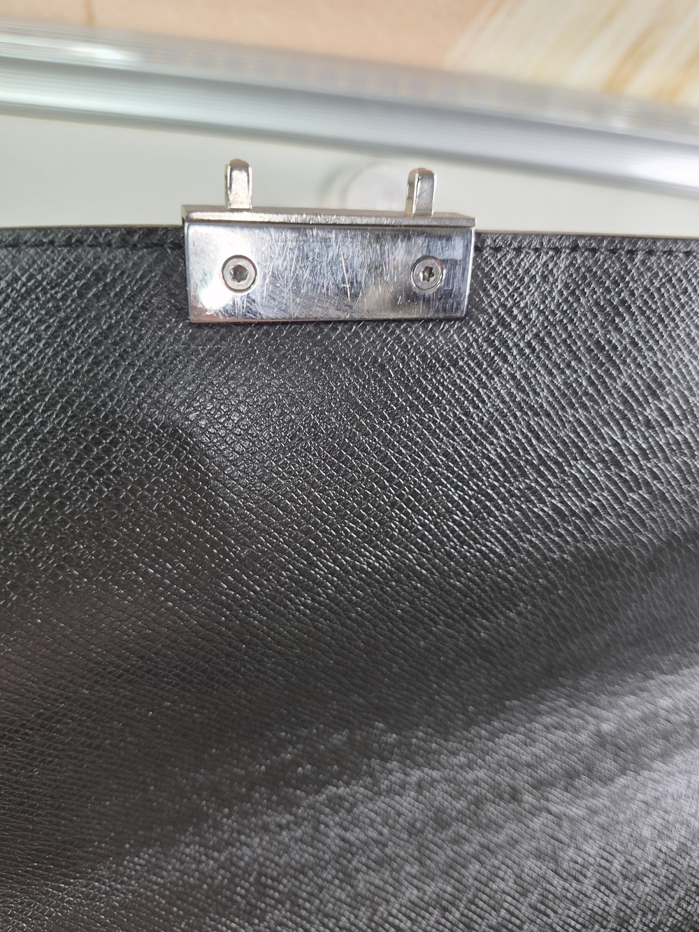Louis Vuitton Black Textured Leather Briefcase with Silver Lock - Picture 7 of 12